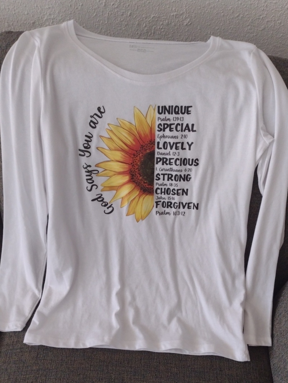 No Boundaries White Long-Sleeve Sunflower Message Tee